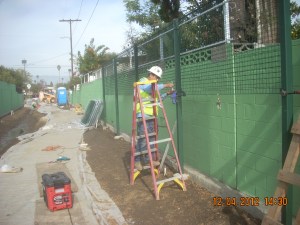 Installing the green screen.